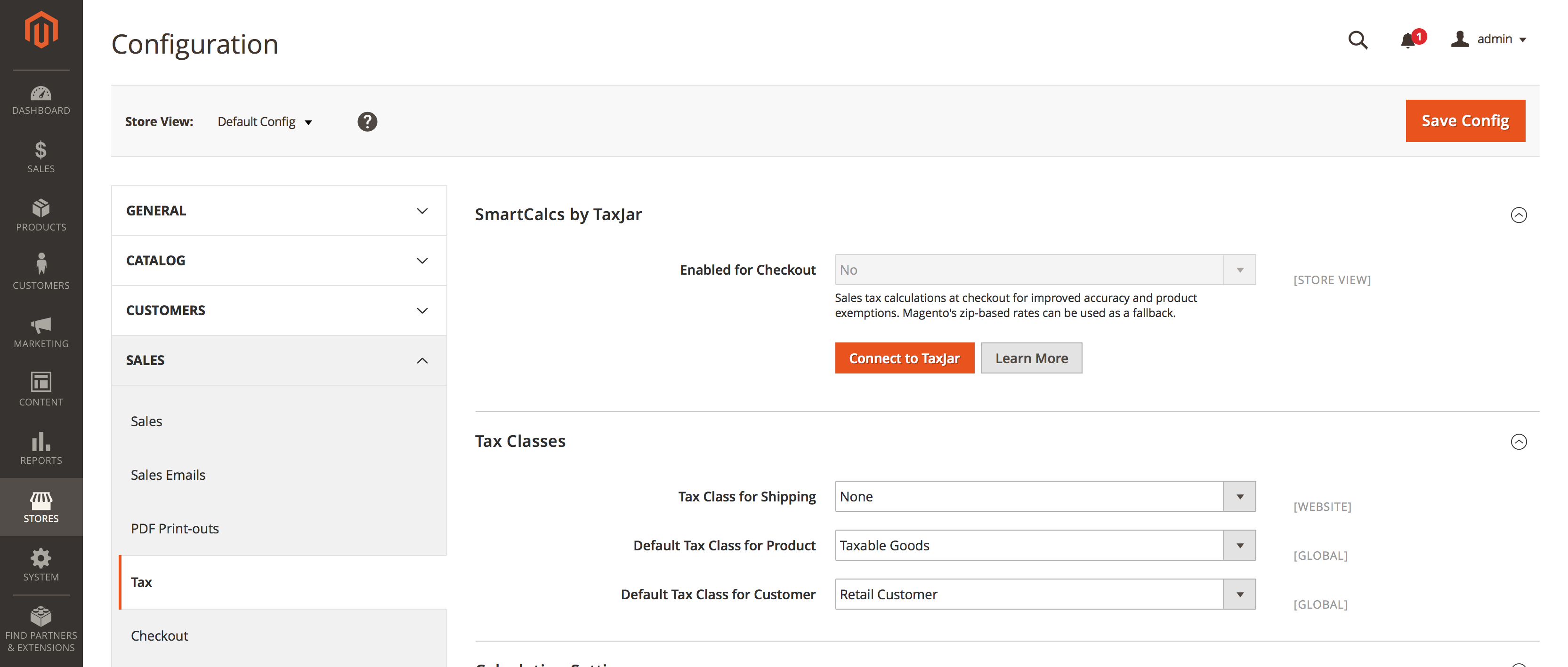 Magento TaxJar Configuration