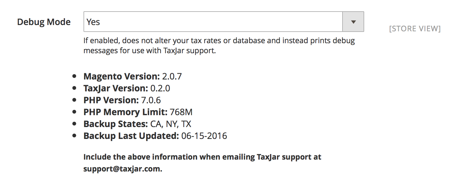 Magento TaxJar Debug Mode