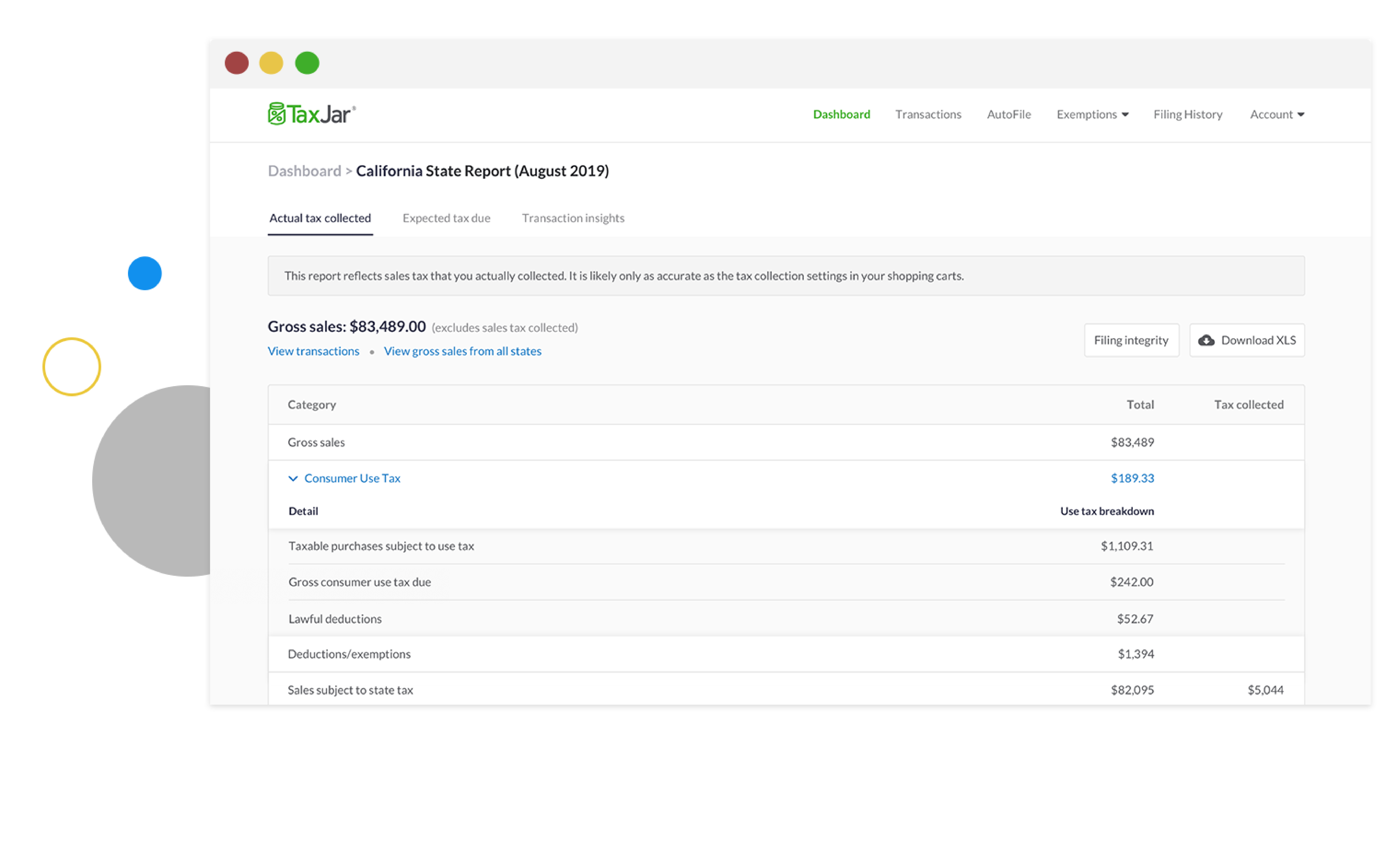 Reporting Screenshot TaxJar